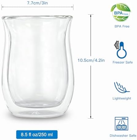 Easyworkz Double Walled Glass Coffee Mugs and Diego Stovetop Espresso Make 6Cup 10 oz - Image 3
