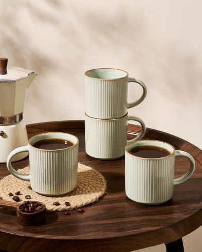 famiware Coffee Mug Set of 4, Star 12 oz Ceramic Mugs Cups Set with Handle - Image 3