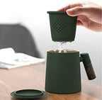 Ceramic Tea Cup Strainer Tea Ball Strainers Anti Rust Separation Net Loose Tea Fine Mesh Tea Strainer for Office Home (Green) - Image 4