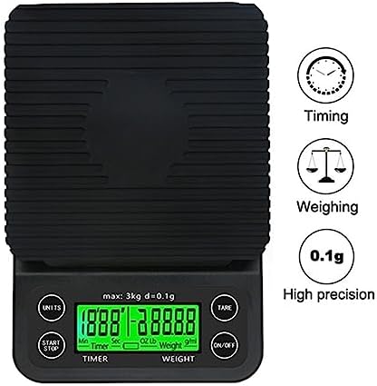 High Precision LCD Electronic Scales 3kg/0.1g 5kg/0.1g Drip Coffee Scale with Timer Portable Electronic Digital Kitchen Scale(Black 3kg 0.1g) - Image 2