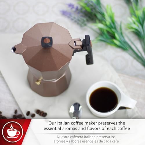Magefesa Jamaica Brown Stovetop Espresso Maker, 6-Cup (10 oz) Italian Moka Pot for Cuban Coffee, Extra-Thick Aluminum, Induction-Compatible, Heat-Resistant Handle - Image 4