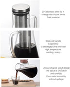Yosoo Health Gear Cold Brew Iced Coffee Maker Airtight Coffee Pitcher with Scale, 1.6L Iced Tea Maker with Spout, Stainless Steel Filter Temperature Proof Ergonomic Handle Iced Coffee Maker - Image 5
