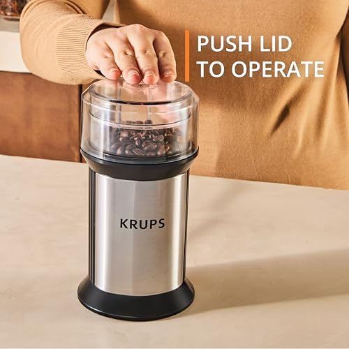 KRUPS Electric Blade Coffee Grinder 1.6 Oz, Adjustable Coarse to Fine for the Perfect Espresso, Grind Coffee Beans, Spices & Herbs, Removable Dishwasher Safe Bowl, Stainless Steel - Image 4