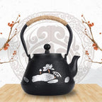 1.2L Tea Kettle Carp Lotus Pattern Japanese Style Anti Hot Handle Cast Iron Teapot Tetsubin with Filter Iron Tea Gift for Adult Father Mother Family - Image 2