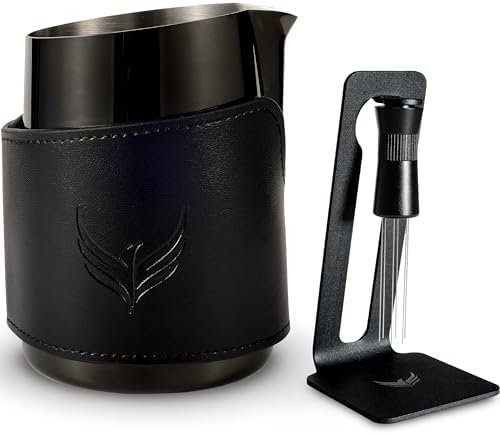 Espresso Bar Accessories Magnetic WDT Tool and Stainless Steel Milk Pitcher for Latte Art Espresso Starter Kit by KNODOS
