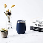12 Pack Stainless Steel Wine Tumblers, 12Oz Double Wall Vacuum Insulated Wine Tumblers with Lids and Straws, Stainless Steel Stemless Wine Glasses for Coffee, Wine, Cocktails, Champaign, Navy Blue… - Image 3
