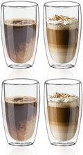 Glass Coffee Cups Set of 4, 15 oz Insulated Double Wall Glass Espresso Cups, Coffee Mug for Espresso, Cappuccino, Latte, Tea by LYTDMSKY