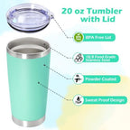 20oz Tumbler Insulated Tumblers Vacuum Coffee Mug with Lid LightBlue 12Pack - Image 3