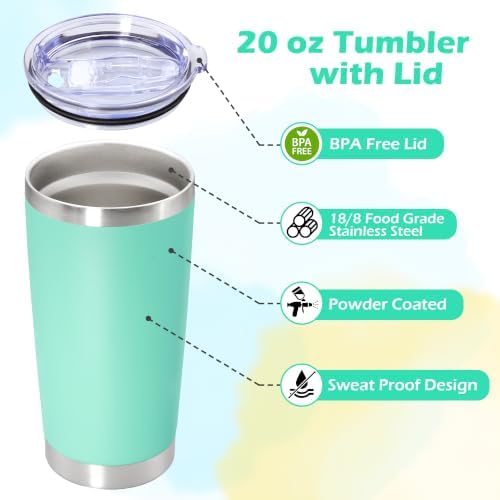 20oz Tumbler Insulated Tumblers Vacuum Coffee Mug with Lid LightBlue 12Pack - Image 3