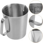 Milk Frother Cup Silver Stainless Steel 1000ml with Handle - Image 4