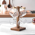 LIU- Coffee Mug Holder for Counter, Rustic Wood Mug Tree, Farmhouse Wooden Coffee Cup Rack,Holds 4 Mugs,Display Stand Organizer,Brown - Image 4
