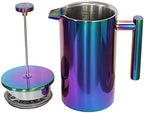 French Press Coffee Maker – Stainless Steel Coffee Maker Double Walled French Press Rainbow 34oz/1L - Image 5