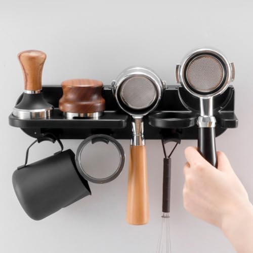 VOSAREA Wall-mounted Espresso Tool Holder No-drill Coffee Portafilter Storage Rack Espresso Accessories Organizer for Efficient Coffee Setup - Image 4