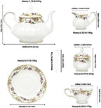 ACMLIFE Bone China Tea Set for Adults White And Floral Fine China Tea Set 21-Piece English Tea Cups Set of 6 for Women Porcelain Tea Set with Teapot, Sugar Bowl,Creamer Pitcher, Tea Party Sets - Image 6