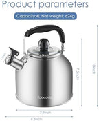 304 Stainless Steel Tea pot Kettles, 4.2 Quart Large Whistling Tea Kettle - Image 6
