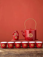 Wedding Supplies, Wedding Tea Set, Chinese Traditional Wedding Decoration Red Tea Set, Kung Fu Tea Set for Wedding Housewarming (Style A) - Image 6