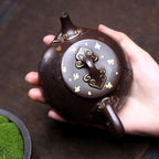 Kettle Teapot Vintage Engraved Fenglaiyi Gold-Painted Stone Scoop Teapot Office Tea Infuser Portable Water Teapot - Image 6
