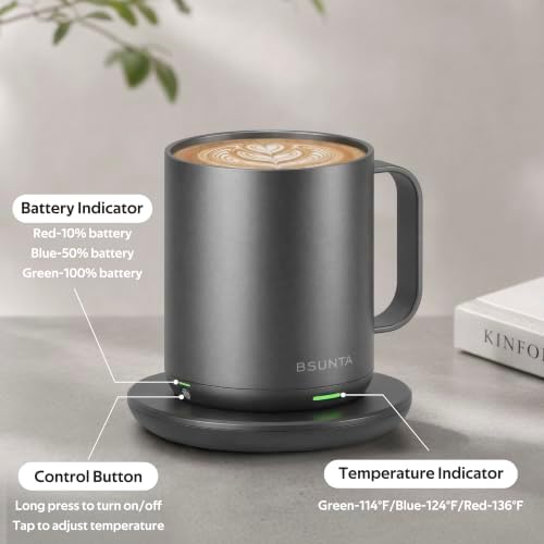 BSUNTA 16oz Self Heating Coffee Mug, Rechargeable Electric Heated Mug - Image 4