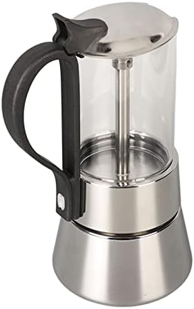 Stainless Steel Stovetop Moka Pot - Crystal Glass Top Italian Coffee Maker (4 Cups) - Image 6