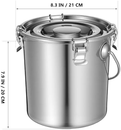 iplusmile Stainless Steel Airtight Canisters Container: 152 fl oz Airtight Clamp Lid Kitchen Food Storage Bucket for Rice Flour Grain Coffee Bean Flour Oil Sugar Milk - Image 2