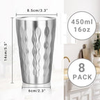 Stainless Steel Double Wall Cups, 16 oz Insulated Tumbler, 8 Pack Unbreakable Stackable Water Tumblers Insulated Metal Cup Premium Drinking Glasses for Travel Camping Home Outdoor - Image 2