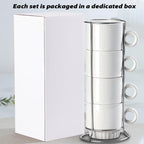 16pcs 9oz Sublimation Stackable Coffee Mugs with Stand, Blank Mug Set Bulk for Sublimation, White Plain Ceramic Mug Cups for Latte, Tea, Milk, Hot Cocoa, Drinks (4 Set of 16 Pcs Mugs) - Image 5