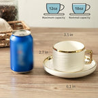 LETAOTAO Cappuccino Cups with Saucers, Coffee Mugs with Gold Trim Set of 4 - Image 2