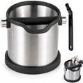 Espresso Coffee Knock Box, Large Stainless Steel Coffee Knock Box with Cleaning Brush for Home Coffee Bar, Non-Slip Base Easy Clean Removable Knock Bar (Silver) by CHDEXU