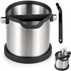 Espresso Coffee Knock Box, Large Stainless Steel Coffee Knock Box with Cleaning Brush for Home Coffee Bar, Non-Slip Base Easy Clean Removable Knock Bar (Silver) by CHDEXU