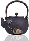 Cast Iron Tetsubin Teapot, 1400ml Japanese Tea Kettle With Lid – Retro Iron Craft Teapot by Unknown