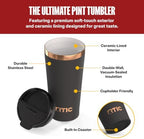 RTIC 18oz Pint Tumbler with Lid, Ceramic Lined, Black - Image 2