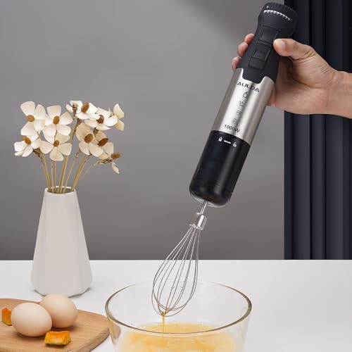 1000W 5-in-1 Immersion Hand Blender - 20 Speeds, Stainless Steel Stick Blender with Mixing Beaker, Chopper Bowl, Milk Frother, Egg Whisk for Smoothie, Baby Food, Sauces Red,Puree, Soup - Image 4