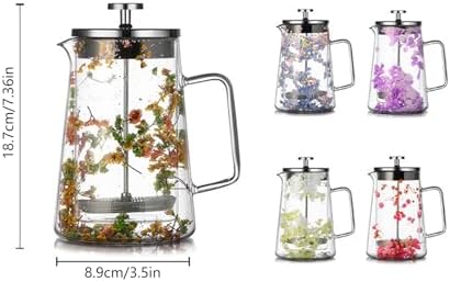 650ML with Thermal Insulation for Coffee Dried Flower Use Coffee Maker Premium Glass & Metal Press - Image 3