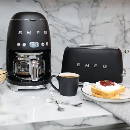 Smeg 50's Retro Style Aesthetic Drip Coffee Machine with 10 Cup Glass Carafe, Auto Start Feature, Keep Warm Plate, and Two Coffee Strength Settings (Matte Black) - Image 5