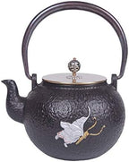 Classic tea kettle, Cast Iron Teapot,Cast Iron Tea Pot, Japanese Tetsubin Tea Kettle Durable Cast Iron Teapot with Fully Enameled Interior (1200ml), Black - Image 3