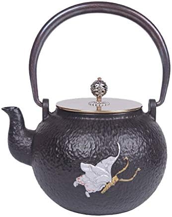 Classic tea kettle, Cast Iron Teapot,Cast Iron Tea Pot, Japanese Tetsubin Tea Kettle Durable Cast Iron Teapot with Fully Enameled Interior (1200ml), Black - Image 3