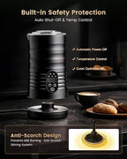 Milk Coffee Frother Steamer,Temperature Display, 350lm, Burn-Free Base, Easy To Clean, 96% High Foam Rate,Ultra-Quiet Operation,Electric Cold Foam Maker Machine,Hot Chocolate Frother - Metallic black - Image 5
