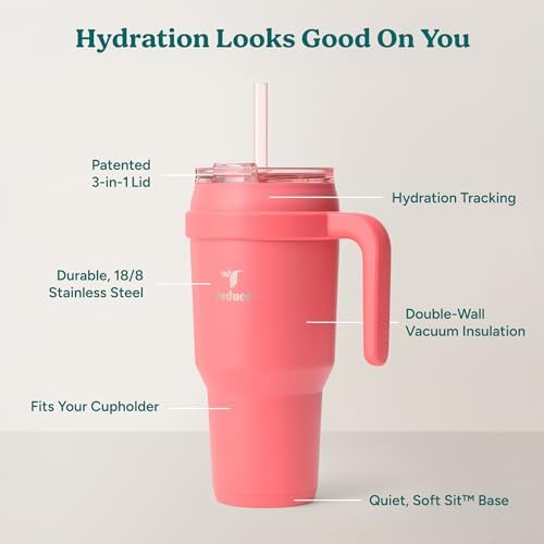 REDUCE 40 oz Stainless Steel Tumbler with Handle - Dual-Wall Vacuum Insulated Travel Mug, Sweat-Proof Lid & Reusable Straw - Keeps Drinks Cold for 24 Hrs, Fits Cupholders, Dishwasher Safe - Daiquiri - Image 5