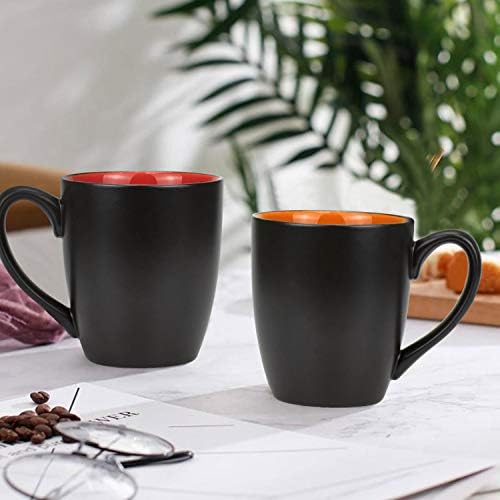 Foraineam Set of 6 Coffee Mugs 16 Ounces Matte Black Porcelain Mug Set Large-sized Ceramic Restaurant Drinking Cups for Coffee, Tea, Juice, Cocoa - Image 5