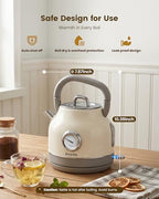 Amaste Retro Electric Kettle with Thermometer, 57 Oz Capacity, Cream White - Image 6