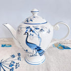 Bone Porcelain Coffee Pot Tea Cup Set With Blue Peacock Pattern Coffee Pot Set-Blue Peacock 15 piece coffee set gift box - Image 6