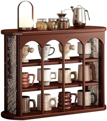 Wooden Mug Holder Countertop, Freestanding Grid Vintage Coffee Cup Display Stand, Rustic Coffee Mug Holder Organizer for Kitchen, Coffee Station,Brown,12 Grid by Unknown
