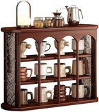 Wooden Mug Holder Countertop, Freestanding Grid Vintage Coffee Cup Display Stand, Rustic Coffee Mug Holder Organizer for Kitchen, Coffee Station,Brown,12 Grid by Unknown