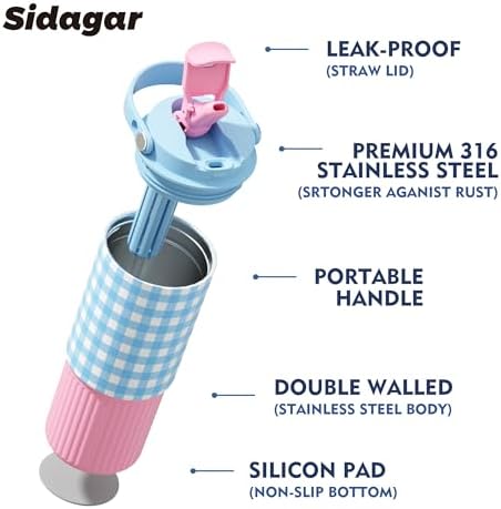 26 oz Insulated Stainless Steel Tumbler with Straw & Handle Blue - Image 4