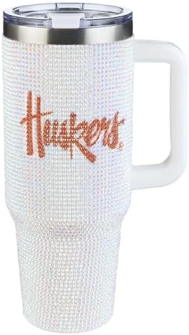 The Memory Company Officially Licensed 40oz White Bling Game Day Tumbler, University of Nebraska, Lincoln by TheMemoryCompany