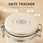 MEGAWISE Coffee Canister, 2.8L Airtight Stainless Steel Coffee Container with CO2 Valve, Date Tracker, Locking Lid, 304 Inner Bowl for Coffee Beans, Grounds, Tea, Sugar, Cream White - Image 7