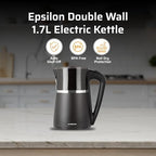 Epsilon Electric Kettle 1100W - 1.7L, Electric Tea Kettle with Boil Dry Protection and Auto Shut-Off, Fast Boil Electric Tea Kettle, Double Wall Stainless Steel, Removable Top and BPA Free - Image 2
