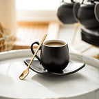 LYEOBOH Espresso Cups with Saucers Set, 3 OZ Coffee Cups with Metal Stand - Image 6