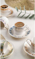 Pera Mix Coffee Cup Set 80cc 6 Person 12 Piece Colorful Turkish Porcelain Espresso Cups with Saucers Çok Size One Size by Unknown
