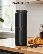 Electactic Portable Coffee Grinder Electric - Grind While Charging Electric Grinder & Insulated Mug and Pour Over for Travel, Cordless/Rechargeable Coffee Bean Grinders for Travel,Camping-Deep Black - Image 4